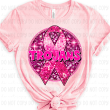 Load image into Gallery viewer, Breast Cancer Glitter Circle Mascot DROPDOWN TRANSFER
