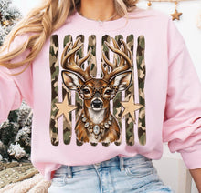 Load image into Gallery viewer, Boujee Deer Camo Stripes Stars TRANSFER ET AUG 26
