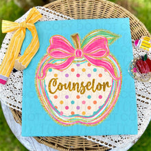 Load image into Gallery viewer, Gold Glitter Polka Apple Pink Bow School Grades Occupations DROPDOWN TRANSFER UAC JUNE 26
