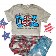 Load image into Gallery viewer, Home Of The Free USA Because Of The Brave Doodle TRANSFER
