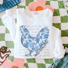 Load image into Gallery viewer, Blue Floral Chicken Mom TRANSFER SWD FEB
