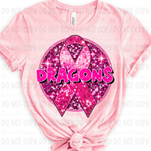 Load image into Gallery viewer, Breast Cancer Glitter Circle Mascot DROPDOWN TRANSFER
