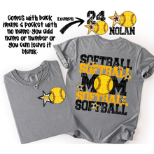 Load image into Gallery viewer, Softball Mom Customizable DROPDOWN With Pocket TRANSFER SDD AUGUST
