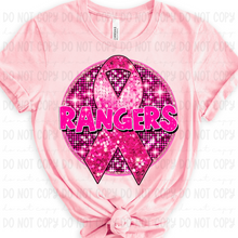 Load image into Gallery viewer, Breast Cancer Glitter Circle Mascot DROPDOWN TRANSFER
