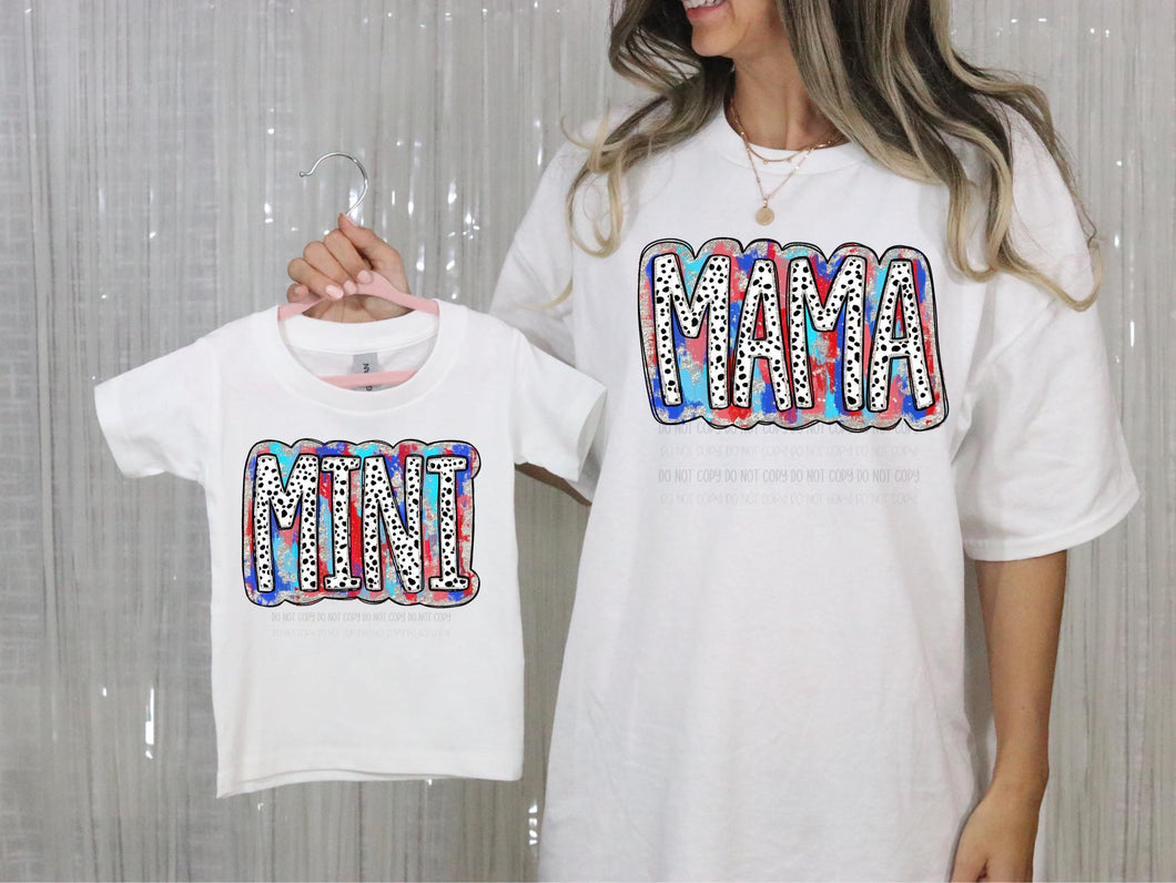Mini Red Blue Silver Dots TRANSFER