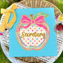 Load image into Gallery viewer, Gold Glitter Polka Apple Pink Bow School Grades Occupations DROPDOWN TRANSFER UAC JUNE 26
