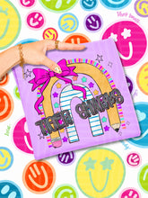 Load image into Gallery viewer, Rainbow Crayon Pink Bow School Mascots DROPDOWN TRANSFER CAP JUNE 26
