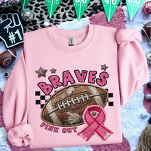 Load image into Gallery viewer, Pink Out Football Faux Embroidery Mascot DROPDOWN TRANSFER HMWK 24
