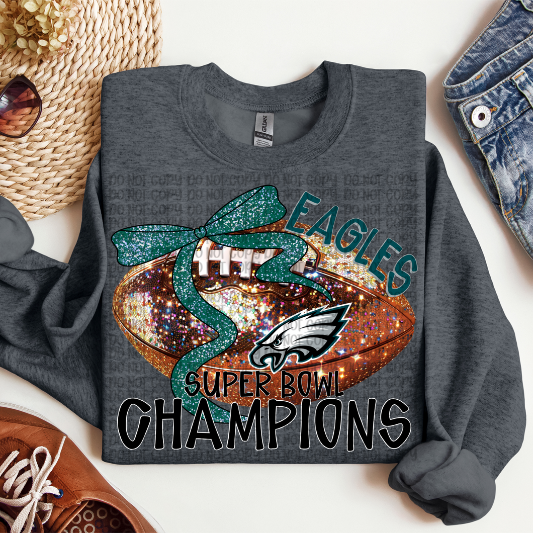 Eagle Glitter Football Bow TRANSFER VP FEB 25