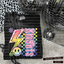 Load image into Gallery viewer, Sideways Rainbow Checker Bolt Happy Mascots Dropdown TRANSFER CAP JUNE
