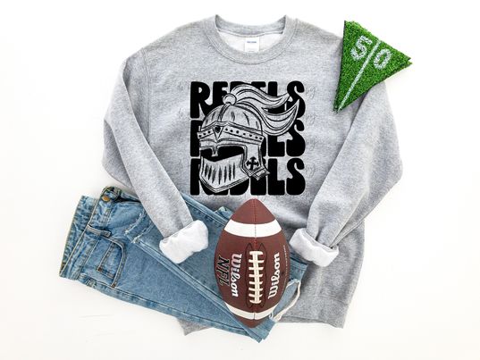 Stacked Mascots Rebels With Knight Helmet TRANSFER