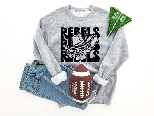 Stacked Mascots Rebels TRANSFER – Sassy Sublimation & Screen Prints