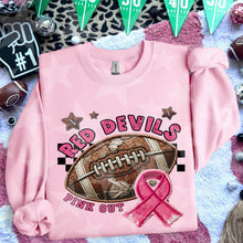 Load image into Gallery viewer, Pink Out Football Faux Embroidery Mascot DROPDOWN TRANSFER HMWK 24

