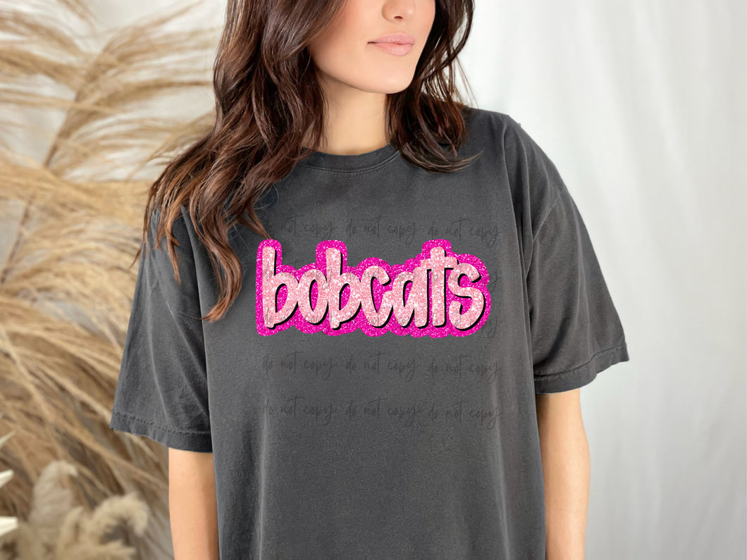 Bobcats Pink Glitter Mascot TRANSFER