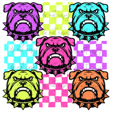 Load image into Gallery viewer, Neon Check Distressed Mascots TRANSFER CYBER JUNE 26
