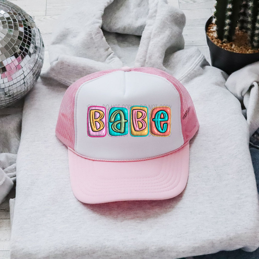 BABE BUBBLE LETTER | Faux Hat Patch 3-4” DTF TRANSFER | OSD