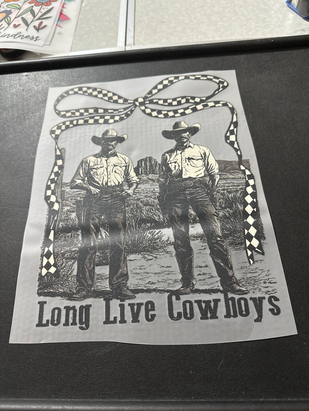 Long Live Cowboys Checker Bow RTS DTF TRANSFER