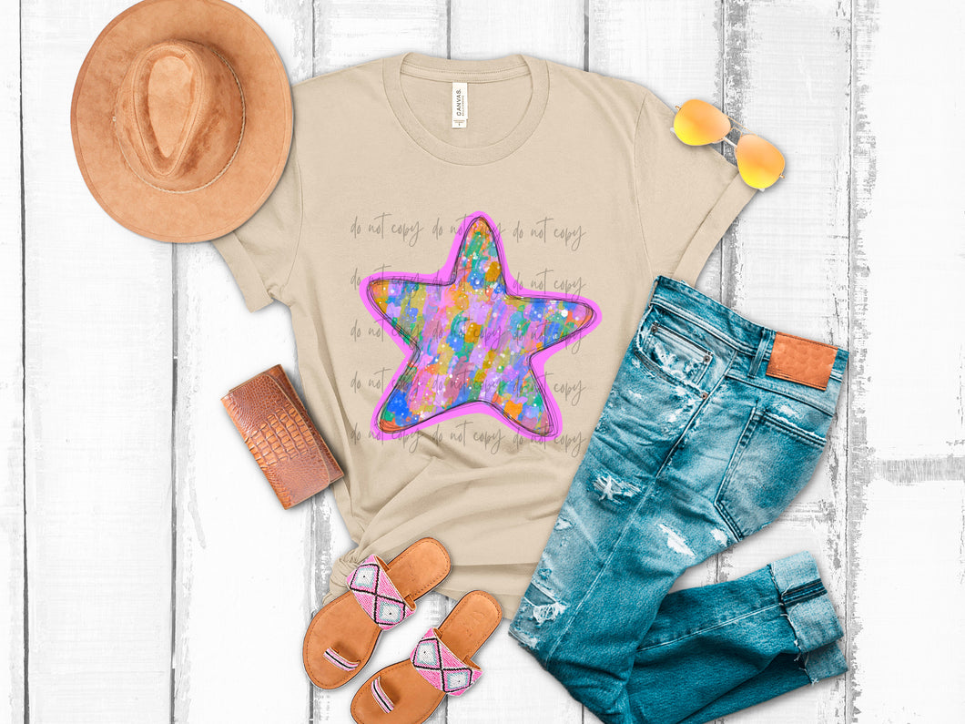 Colorful Paintbrush Star TRANSFER