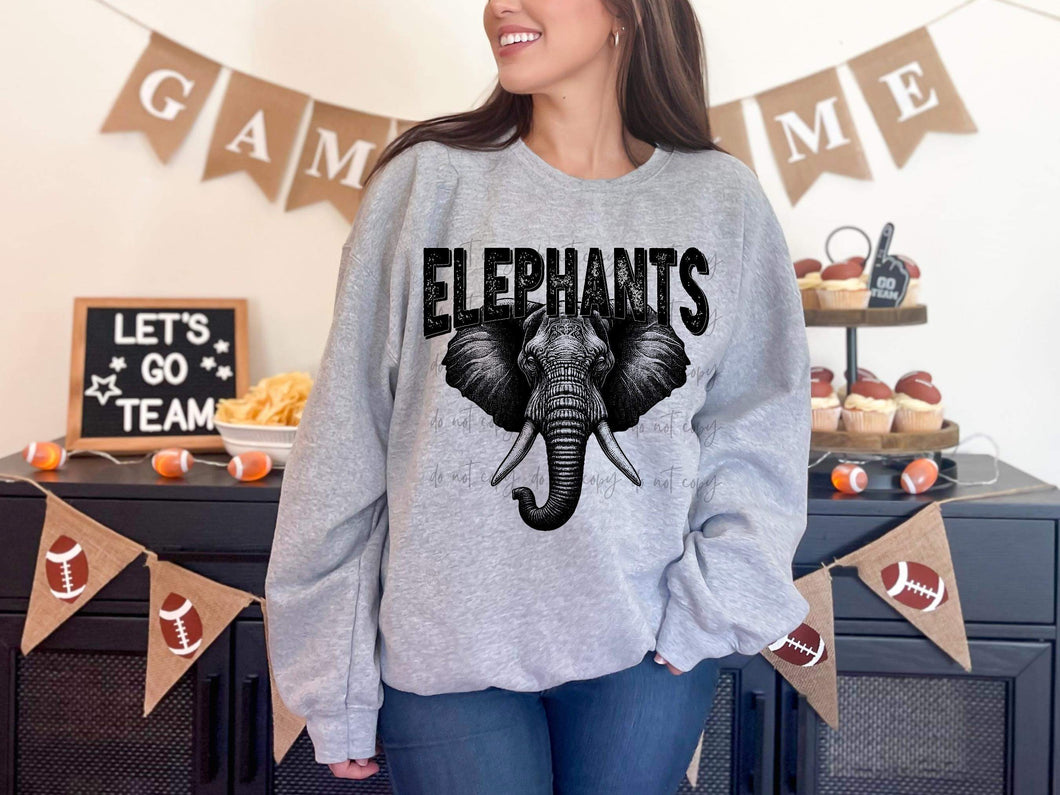 Elephants BW Mascot TRANSFER