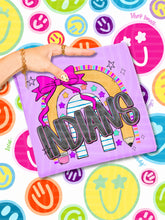 Load image into Gallery viewer, Rainbow Crayon Pink Bow School Mascots DROPDOWN TRANSFER CAP JUNE 26
