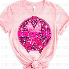 Load image into Gallery viewer, Breast Cancer Glitter Circle Mascot DROPDOWN TRANSFER
