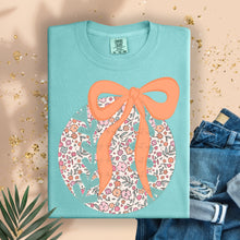 Load image into Gallery viewer, Floral Baseball Orange Bow TRANSFER TCC FEB 26
