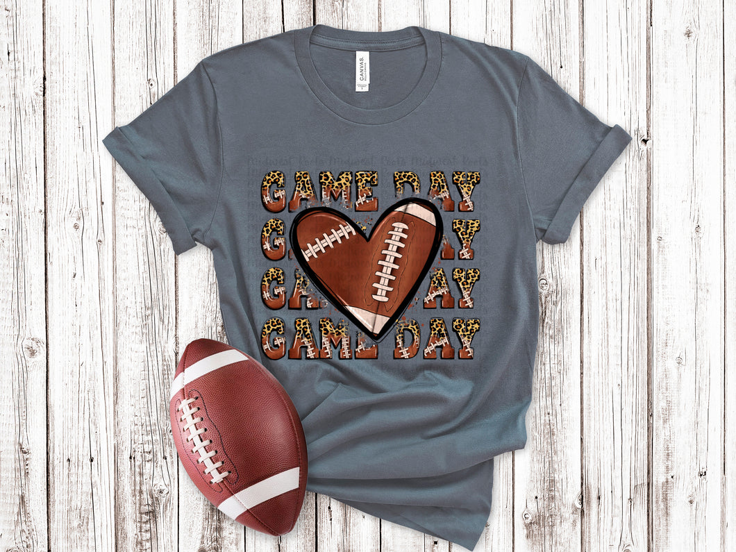 Game Day Stacked Football Leopard TRANSFER