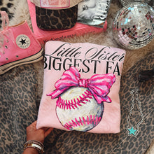 Load image into Gallery viewer, Little Sister Biggest Fan Pink Bow Baseball TRANSFER KAYNDI JAN 26
