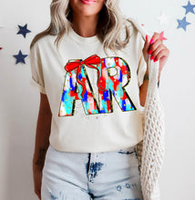 Load image into Gallery viewer, RWB Brushstroke Bow States (all 50 states available) TRANSFER CST MAY
