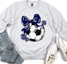 Load image into Gallery viewer, Play Ball Soccer Bow With Flower DROPDOWN TRANSFER BIA
