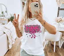 Load image into Gallery viewer, Pink Checkered Mascot Bow Dropdown TRANSFER CAP FEB

