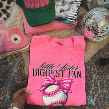 Load image into Gallery viewer, Little Sister Biggest Fan Pink Bow Baseball TRANSFER KAYNDI JAN 26
