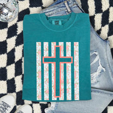 Load image into Gallery viewer, Coral Floral Cross Stripes TRANSFER TCC ET MAR 26
