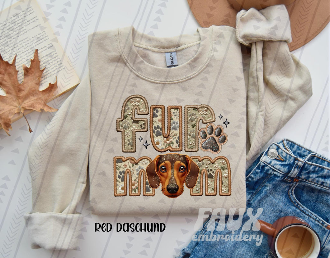 Fur Mom Red Daschund TRANSFER