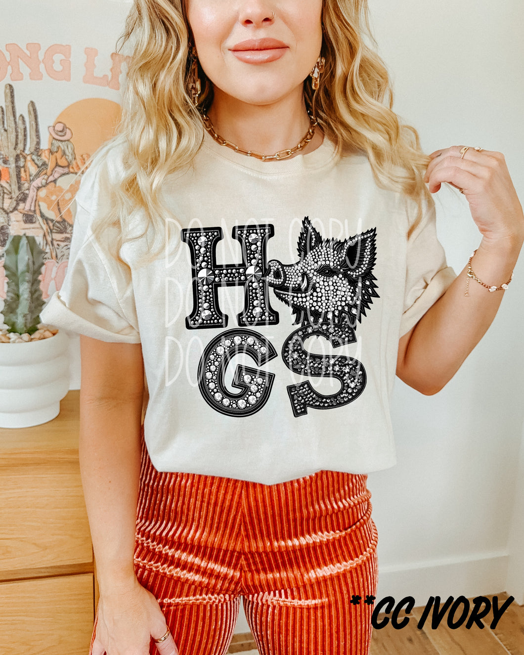 Hogs Faux Rhinestone Mascot TRANSFER