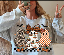 Load image into Gallery viewer, Pumpkin Checker Ghost Trio TRANSFER

