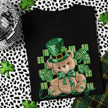 Load image into Gallery viewer, Lucky Bear Sequin Faux Embroidery Shamrocks TRANSFER DWS JAN 26
