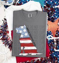 Load image into Gallery viewer, Patriotic Dog Designs Black Text SWD MAY DROPDOWN TRANSFER
