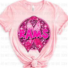 Load image into Gallery viewer, Breast Cancer Glitter Circle Mascot DROPDOWN TRANSFER
