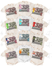 Load image into Gallery viewer, Overstimulated And Under Caffeinated Checker DROPDOWN TRANSFER HOOPLA MAR 26
