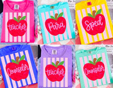 Load image into Gallery viewer, Large Apple And Pink Gingham Stripes Grade/Occupation Option DROPDOWN TRANSFER ET JULY 26
