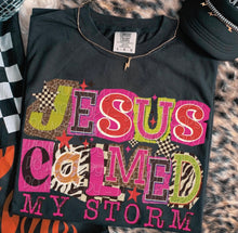 Load image into Gallery viewer, Jesus Calmed My Storm Leopard Checker Block Letters TRANSFER DWD NOV 25
