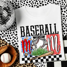 Load image into Gallery viewer, Baseball Mom Checker Red Stripes DROPDOWN TRANSFER DWS FEB 26

