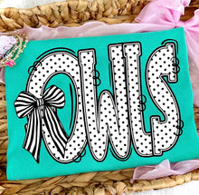Load image into Gallery viewer, Owls Black White Polka Doodle Bow TRANSFER ET AUG 26
