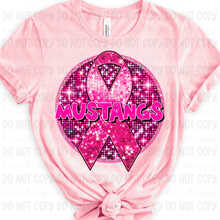 Load image into Gallery viewer, Breast Cancer Glitter Circle Mascot DROPDOWN TRANSFER
