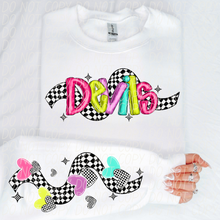 Load image into Gallery viewer, Bright Checkered Mascot With Sleeve Option DTF TRANSFER CSD

