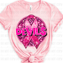 Load image into Gallery viewer, Breast Cancer Glitter Circle Mascot DROPDOWN TRANSFER
