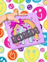 Load image into Gallery viewer, Rainbow Crayon Pink Bow School Mascots DROPDOWN TRANSFER CAP JUNE 26
