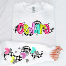 Load image into Gallery viewer, Bright Checkered Mascot With Sleeve Option DTF TRANSFER CSD
