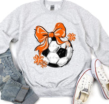 Load image into Gallery viewer, Play Ball Soccer Bow With Flower DROPDOWN TRANSFER BIA
